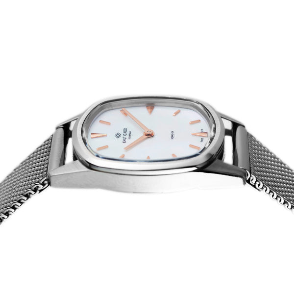 HEXAGON | Steel | white mother-of-pearl dial | Steel mesh