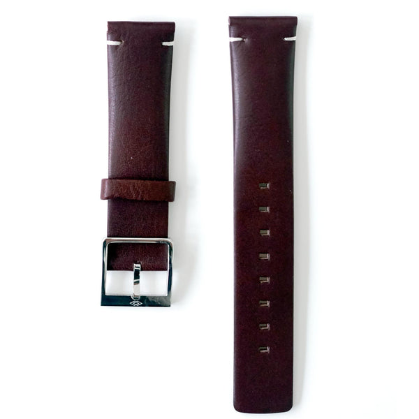 Dark Brown leather strap with steel buckle