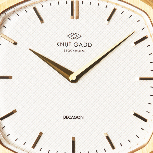 Decagon  | Gold | White Brown leather