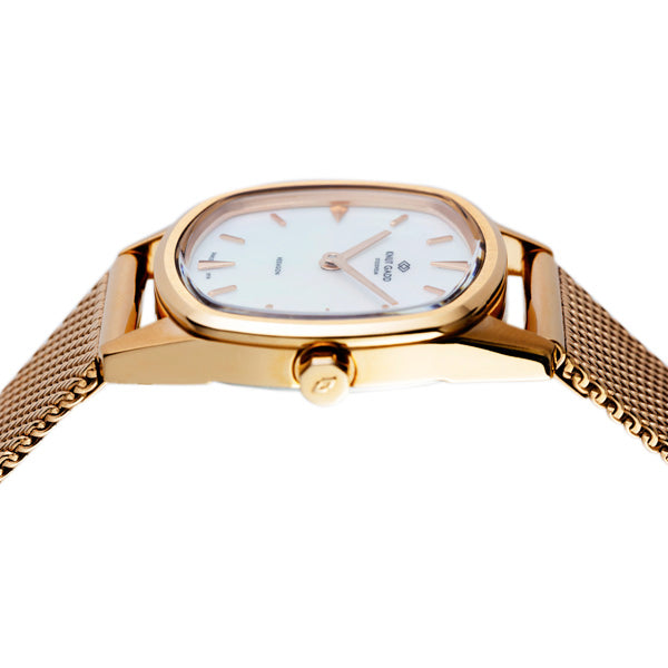 HEXAGON | Rose gold | white mother-of-pearl dial | mesh