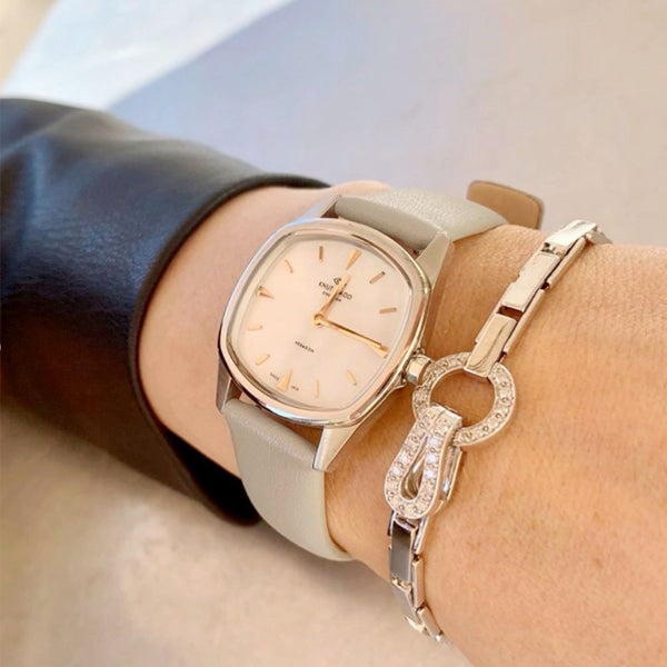 HEXAGON | Steel | white mother-of-pearl dial | Grey Leather – Knut